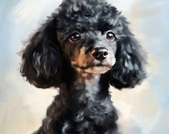Custom Dog Portrait from Photo, Toy Poodle Painting in Oil or Acrylic Style, Printable
