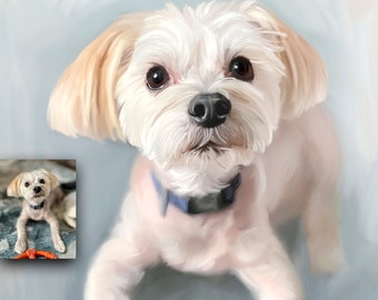 Custom Pet Portrait | Acrylic & Oil Painting Style | Digital | Dog Cat Art from Photo| Personalized | Memorial | Commissions | Mother's Day