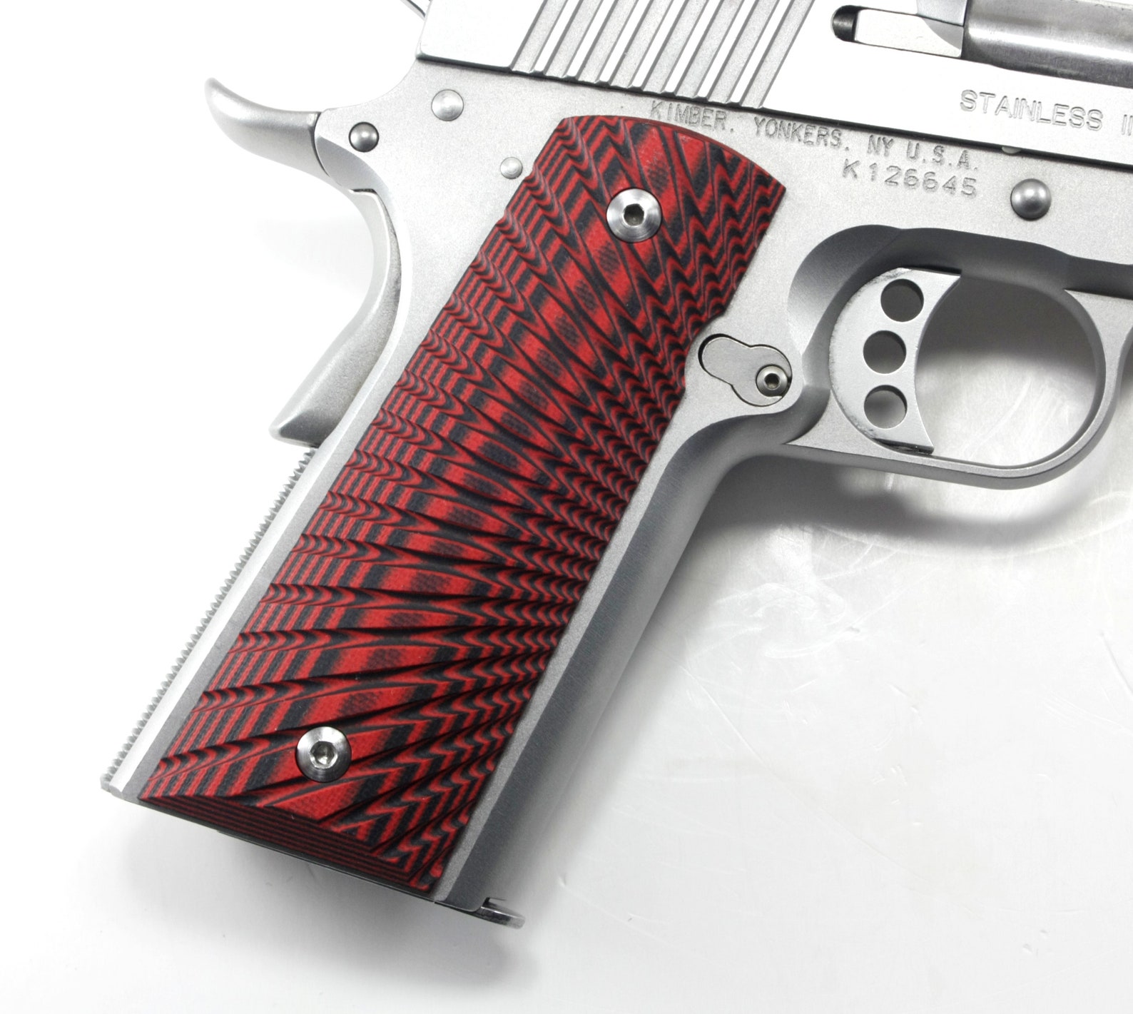 1911 Custom Made Pistol Grips with Thumbrest Red/Black G10 Etsy