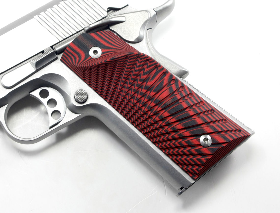 1911 Custom Made Pistol Grips with Thumbrest Red/Black G10 Etsy
