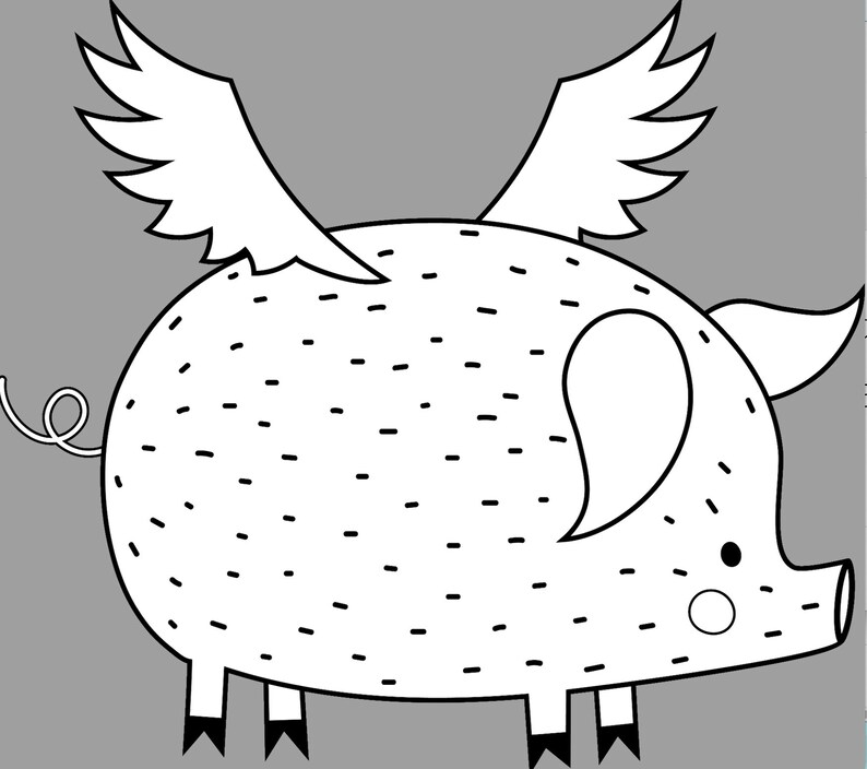 Flying Pigs Coloring Pages - Etsy