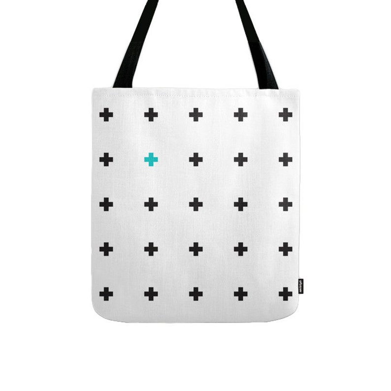 White and black swiss cross tote bag swiss cross bag White and black tote bag White and black canvas tote bag White canvas tote bag