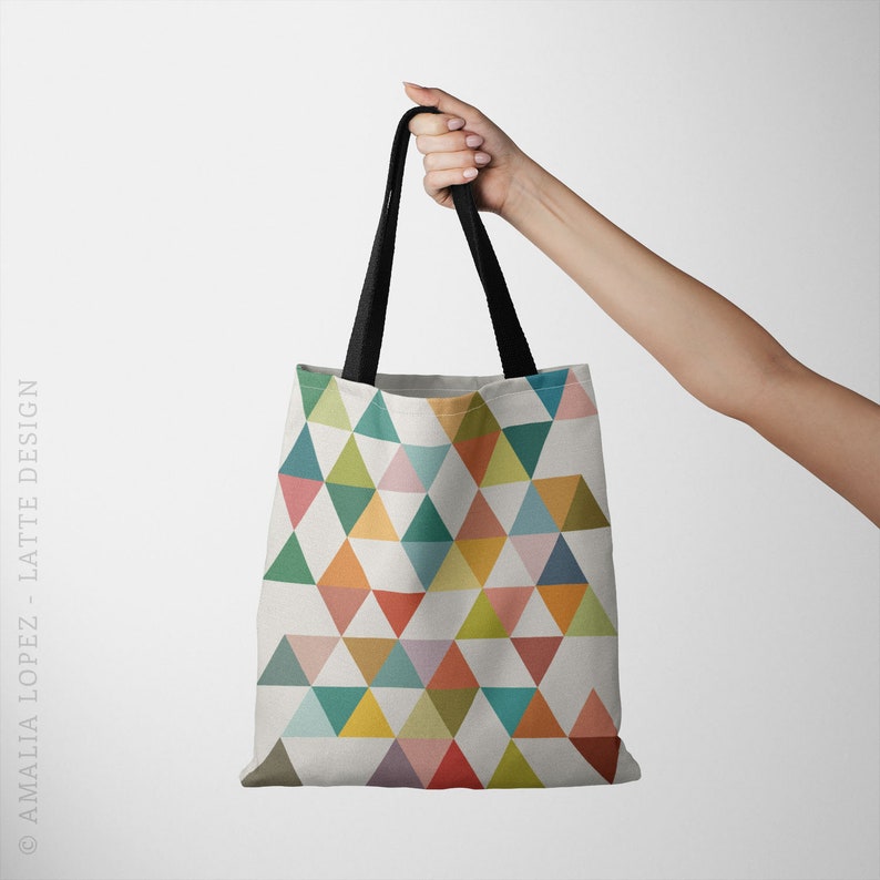 Geometric Tote Bag Geometric Bag Triangles Tote Bag Geometric Etsy