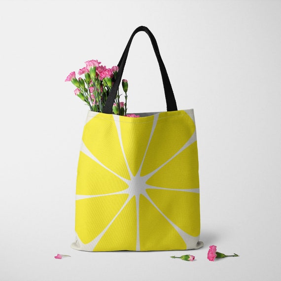 Lemon Tote Bag Lemon Bag Lemon Canvas Tote Bag Shopping Bag Etsy