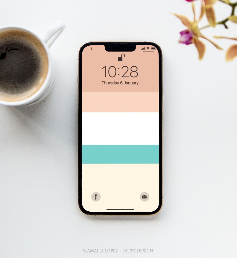 Pink Stripes iPhone Wallpaper. Blush Pink Stripes Screensaver. Teal
