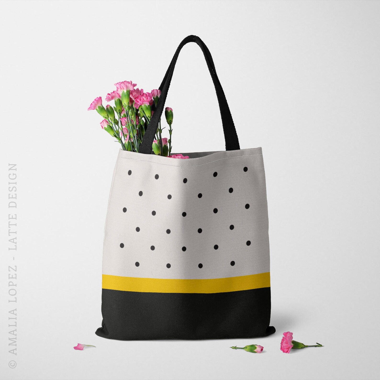 Polka Dots Tote Bag Polka Dots Bag Polka Dots Canvas Bag Etsy