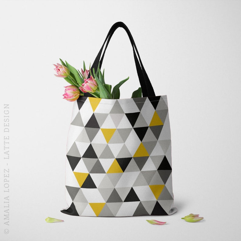 Geometric Tote Bag Geometric Bag Triangles Tote Bag Geometric Etsy