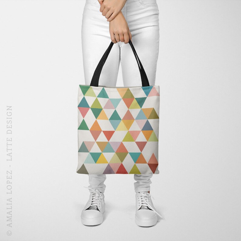 Geometric Tote Bag Geometric Bag Triangles Tote Bag Geometric Etsy