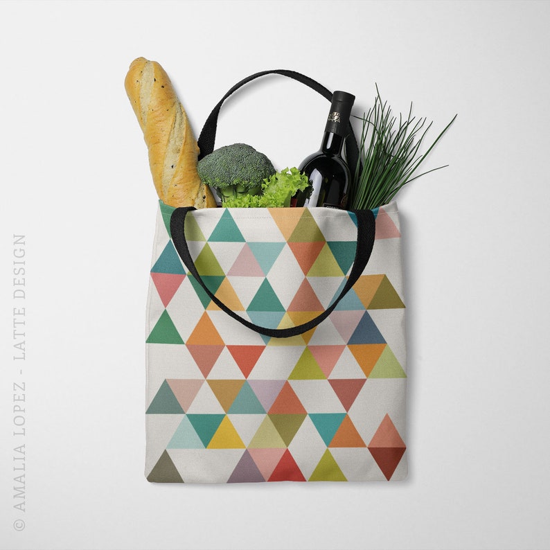 Geometric Tote Bag Geometric Bag Triangles Tote Bag Geometric Etsy