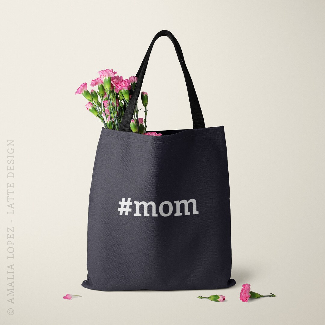 Mom Tote Bag mom Canvas Tote Bag Mom Canvas Tote Bag Hashtag Etsy
