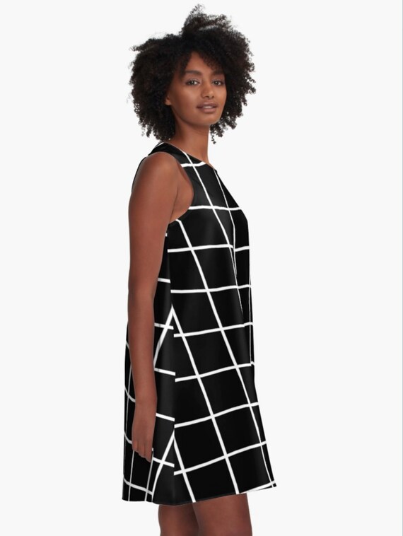 black and white grid dress