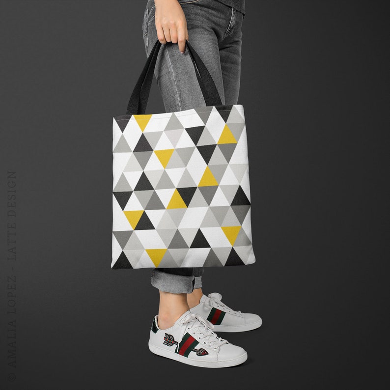 Geometric Tote Bag Geometric Bag Triangles Tote Bag Geometric Etsy