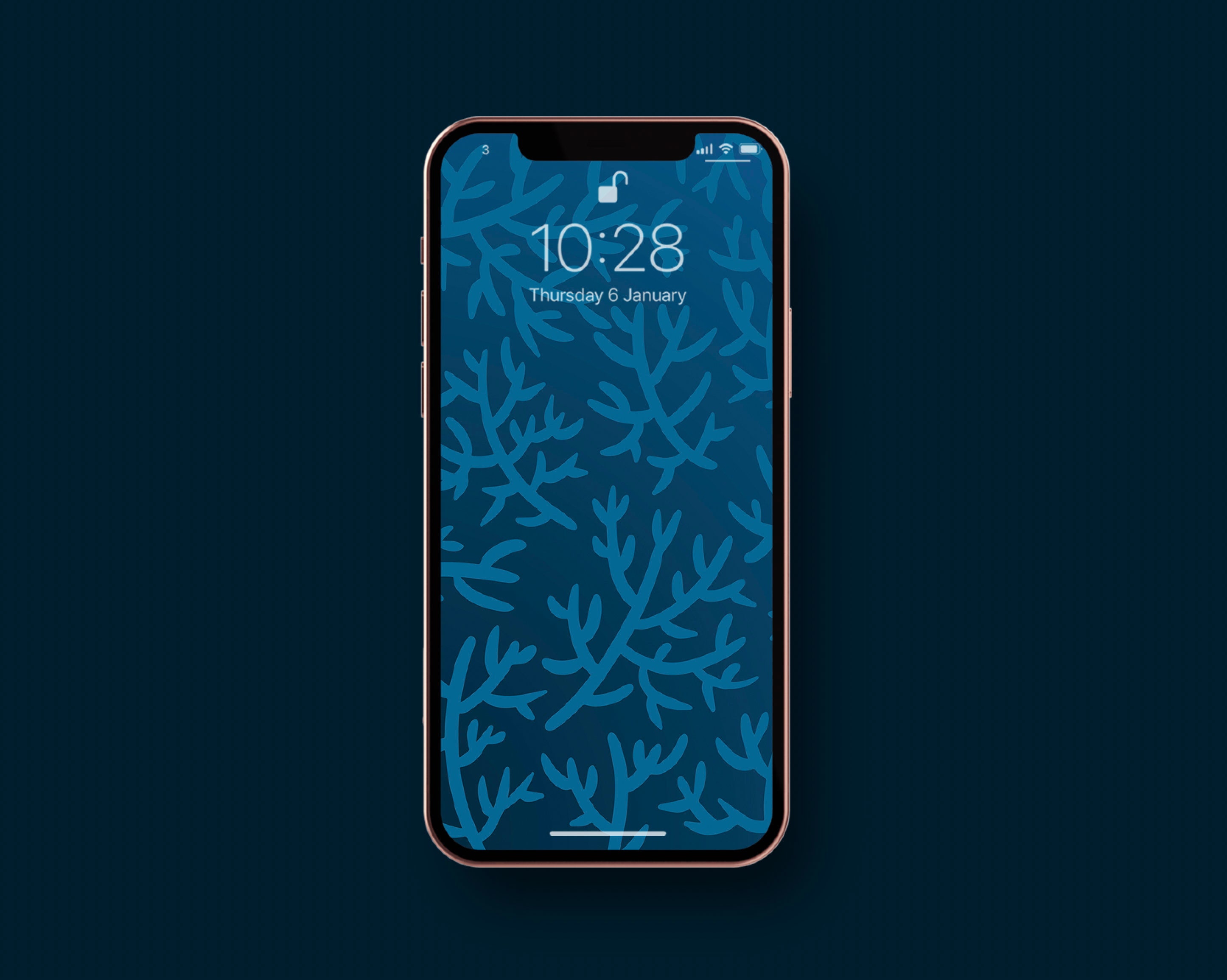 Navy Blue Coral Reef Phone Wallpaper. Blue Iphone Wallpaper. - Etsy