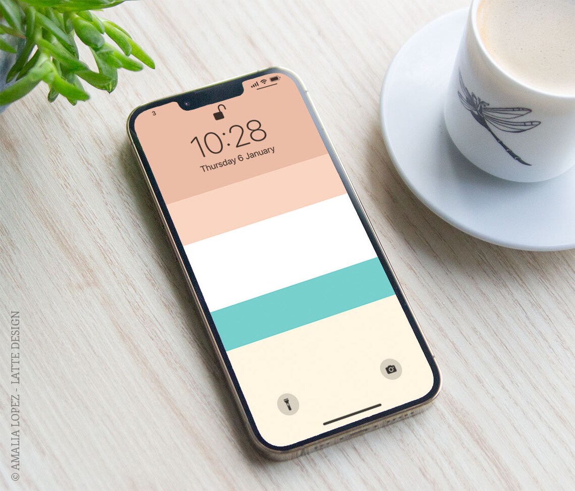 Pink Stripes iPhone Wallpaper. Blush Pink Stripes Screensaver. Teal