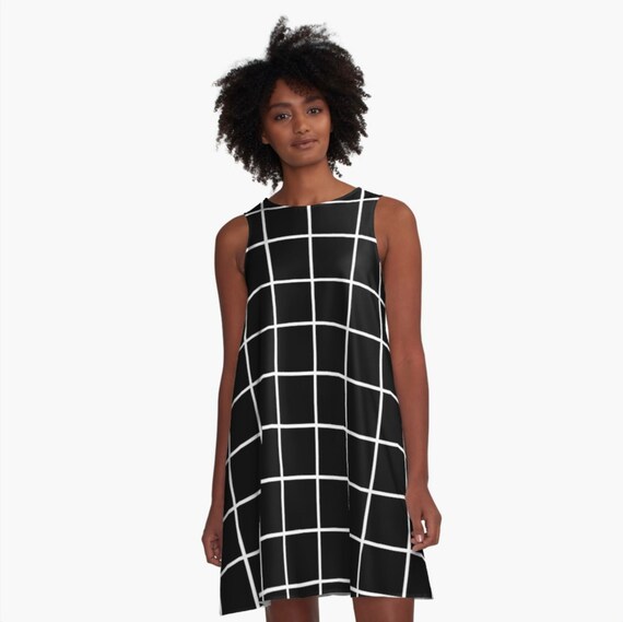 black and white grid dress