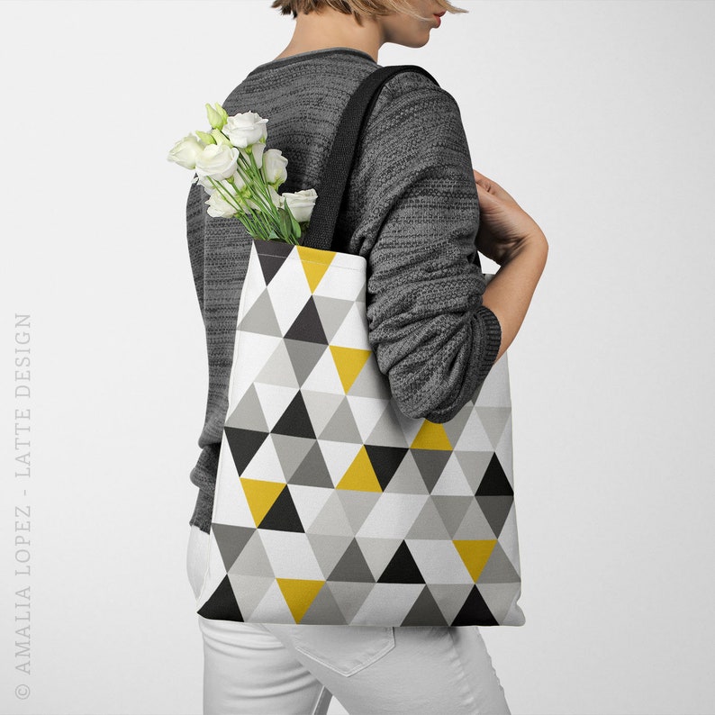 Geometric Tote Bag Geometric Bag Triangles Tote Bag Geometric Etsy