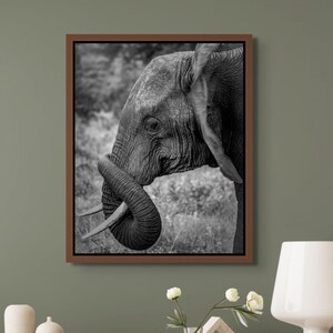 Elephant B&W Portrait Photo African Wildlife Home Decor Gift Living Room Gallery Print Safari Decor Nursery Wall Fine Art Nature Photography
