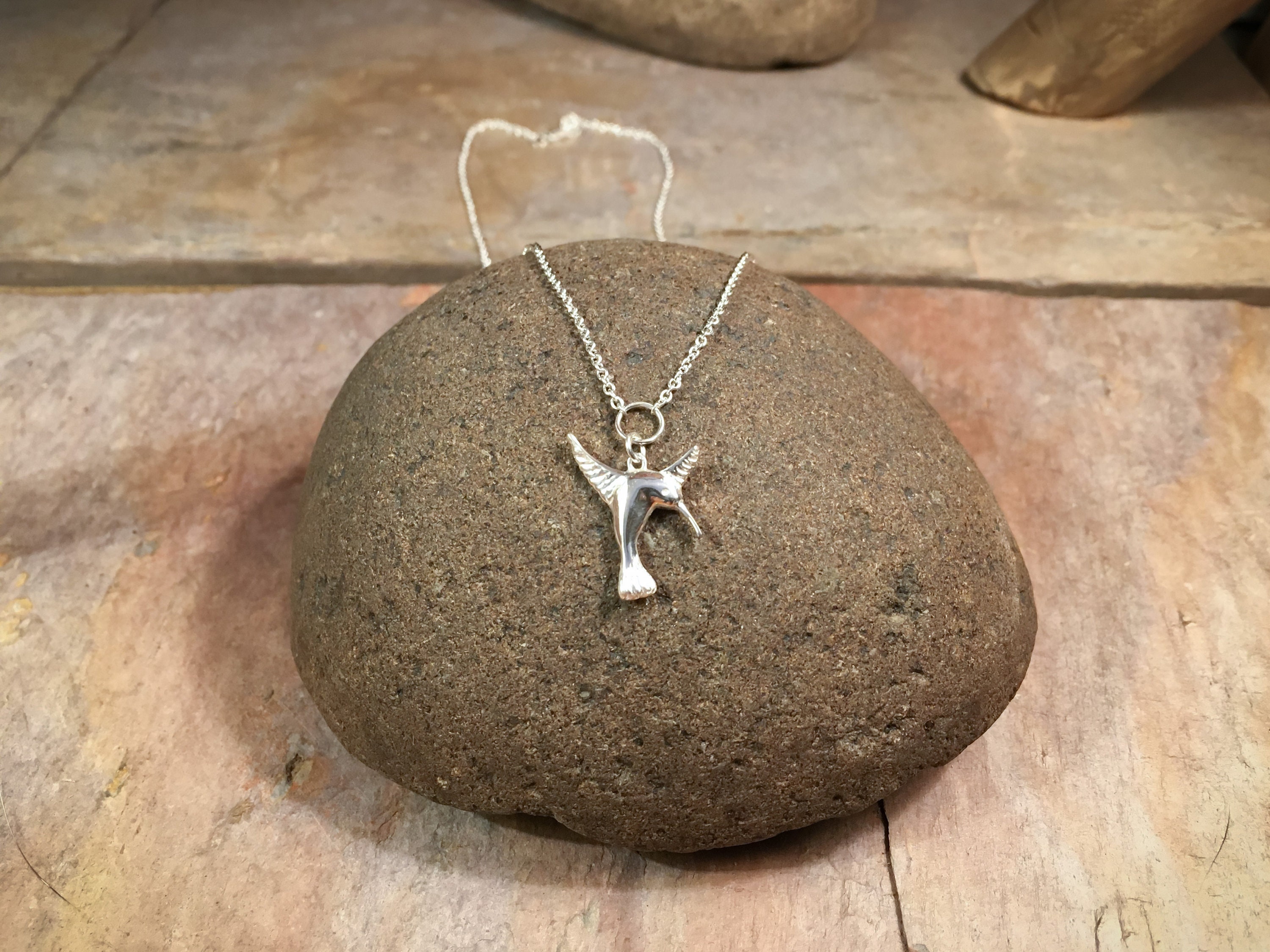 Humming Bird Necklace in solid Sterling Silver - High end fine jewelry anniversary gifts, birthday gifts, gifts for wife or girlfriend gift!