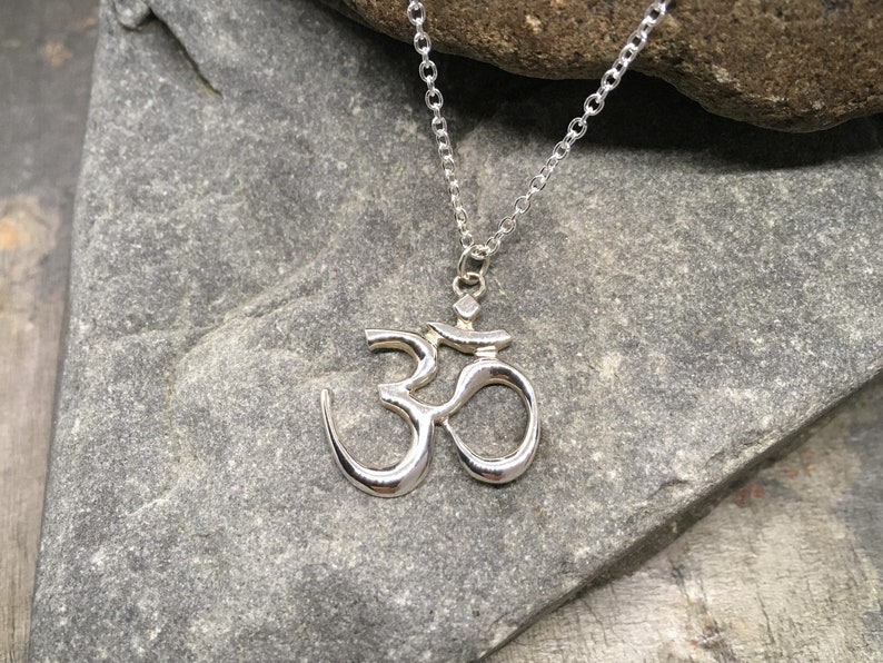 OM Pendant and Necklace in Solid Sterling Silver Fine Etsy