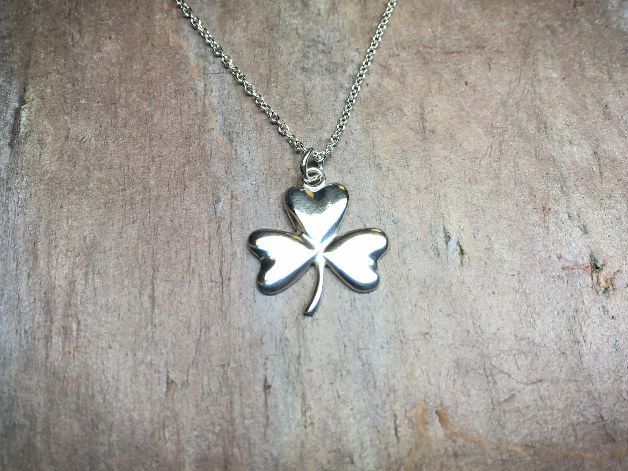 Shamrock Pendant and Necklace in solid Sterling Silver Fine Etsy