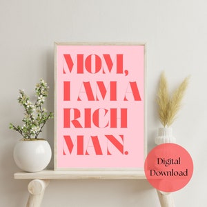 I Am A Rich Man Affirmation Printable Wall Art | Positive Affirmation Trendy Quote Poster Printable