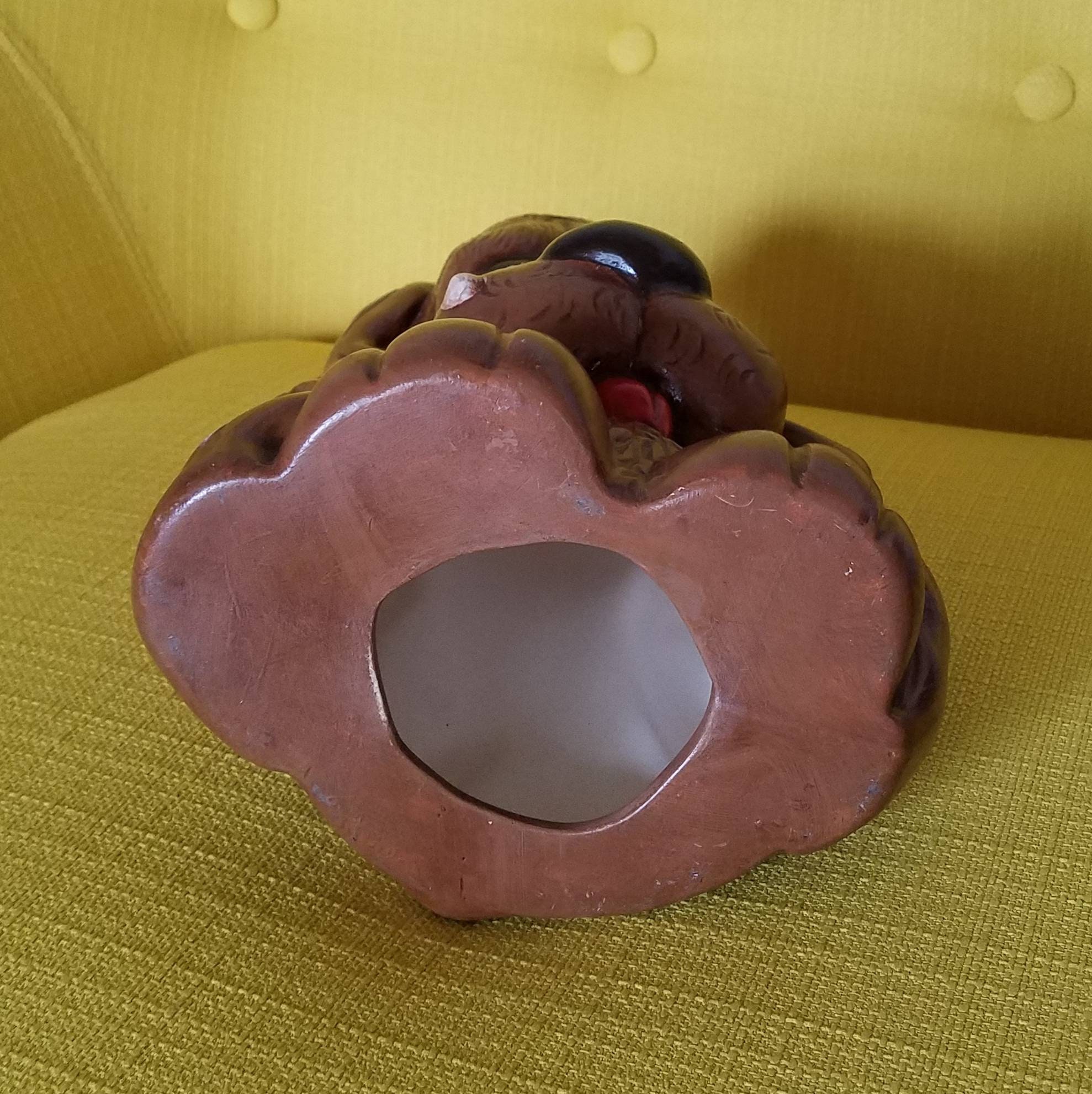 Adorable Vintage 1970s Large Ceramic Sad Crying Brown Puppy Dog W
