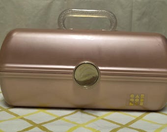 MINT Clean Never Used Vintage 90s Orig Pretty Salmon Color Caboodles Organizer Vanity w Mirror Make Up Case Cosmetic Carry Handle Box USA