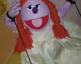 RARE Vintage 70s Professional Life Size Jim Henson Muppet Show Sesame Street Style Hand Puppet Girl Doll Puppet Production Tag Pose Arm