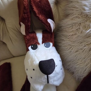 RARE Vintage 70s Professional Life Size Jim Henson Muppet Show Sesame Street Style Hand Puppet Plush Brown White Dog Doll Puppet w Paws Tag