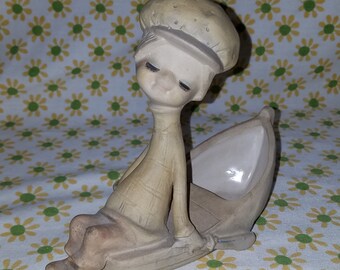 Vintage 60s UTCI Japan Pottery Ceramic Smiling Beatnik Boy
