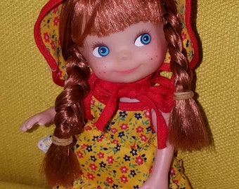 Sweet Vintage Tiny Sophisticates Red Hair Braids Freckles Cute Yellow Floral Flowers Sundress Clothes Bonnet Hat Panties Shoes MINT
