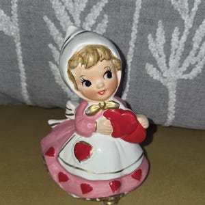 Girl in Red Dress Ceramic Figurine Vintage - Etsy