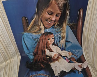 Rare Vintage 1972 Ideal Crissy grow Hair Doll and Little Girl Advertising Poster w Story on Back!