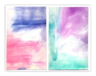 Watercolor Painting Diptych, Abstract Watercolor Art, Abstract Wall Art, Watercolor Decor, Colorful Wall Art