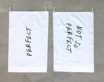 Pillowcase Set, Perfect / Not So Perfect, Modern Hand lettering