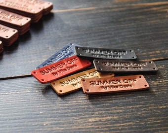 Personalized leather labels, Leather tags , Custom Labels, Knitting leather Labels, Knitting Tags, Labels in leather, Custom leather Labels.