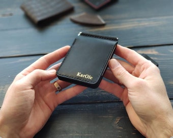 Leather card holder,From natural leather,Money Clip Wallet, Leather Money Clip Wallet, Leather wallet, Men's Wallet, minimalist wallet.