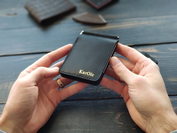 Leather money clip and card holder deals