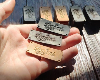 Personalized leather labels, Leather tags , Custom Labels, Knitting leather Labels, Knitting Tags, Labels in leather, Custom leather Labels.
