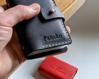 Leather card holder with files,PERSONALIZED, unisex, individual, Credit card wallet, Credit Card Case,Credit card organizer
