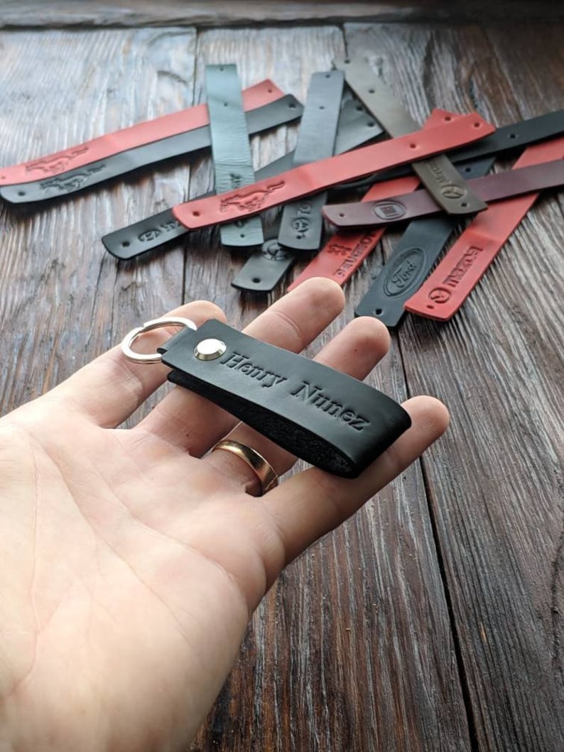 Personalized Custom Leather Keychain,Leather Key Holder,Leather key,Leather key holder belt,Black leather keychain,Brown leather keychain image 1