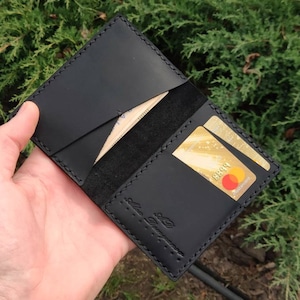  Leather Folded Card Wallet - Handmade Card Holder