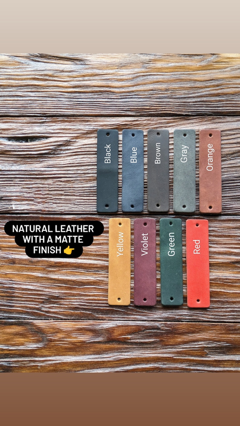 Leather tags. Custom engraved tags. Labels for sewing. labels for knitting. Jewelry tags. Tags for knitting. Handmade tags. Sewing tags. Customized sewing tags. Customized knitting tags. Ecoleather tags. Vegan leather tags for knitting and sewing.