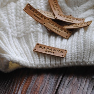 Custom Leather Labels with holes , labels, Personalized Leather Labels, Personalised Leather tags, leather patch, Labels for knitting, tags.