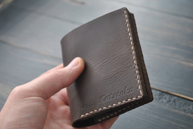 Cartera de piel vintage, tarjetero de piel, Cartera de piel, Cartera de piel mujer, Cartera de piel hombre, Monedero mujer, Regalo personalizado imagen 5