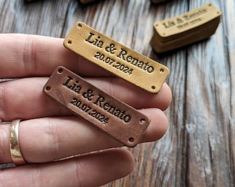 Personalized Leather Tags, Rivet Tags, Labels for Knitting, No