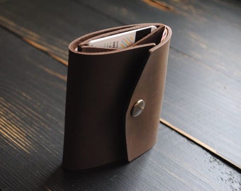 Original brown leather card holder. Custom slim leather wallet. Black leather card wallet. Compact original leather wallet. Compact wallet.