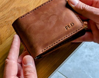 Billetera de cuero personalizada con clip para billetes. Billetera de cuero con clip. Tarjetero de cuero. Billetera delgada para hombre. Billetera minimalista. Tarjetero de cuero.