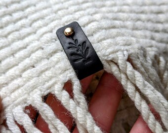 Personalized labels for handmade products, leather labels for knitted items, product tags, custom clothing labels,knitting tags.