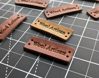 Personalized leather labels, Leather tags , Custom Labels, Knitting leather Labels, Knitting Tags, Labels in leather, Custom leather Labels.